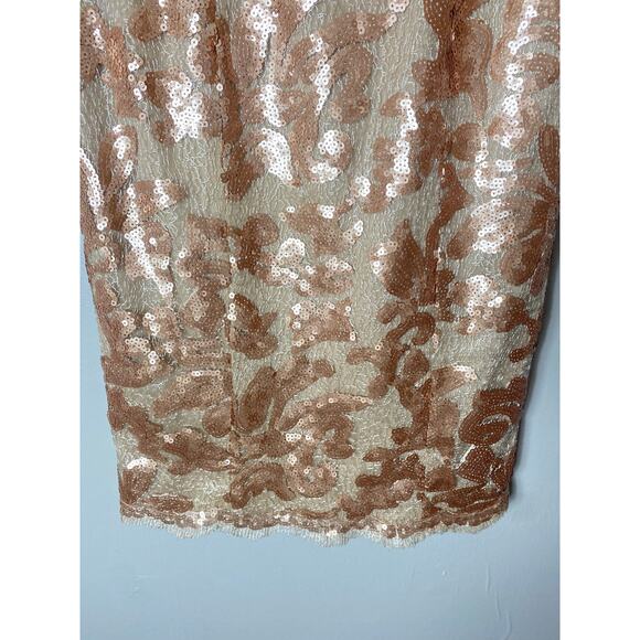 JS COLLECTIONS DRESS 2 GOLD SEQUIN FALL WEDDING GUEST SHORT COCKTAIL LACE - Picture 7 of 16